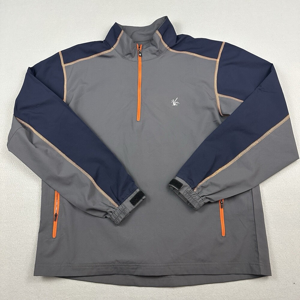 Footjoy Golf Jacket Men Large Gray 1/4 Pullover Long Sleeve FJ Golfer Pockets L